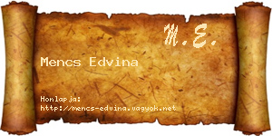 Mencs Edvina névjegykártya